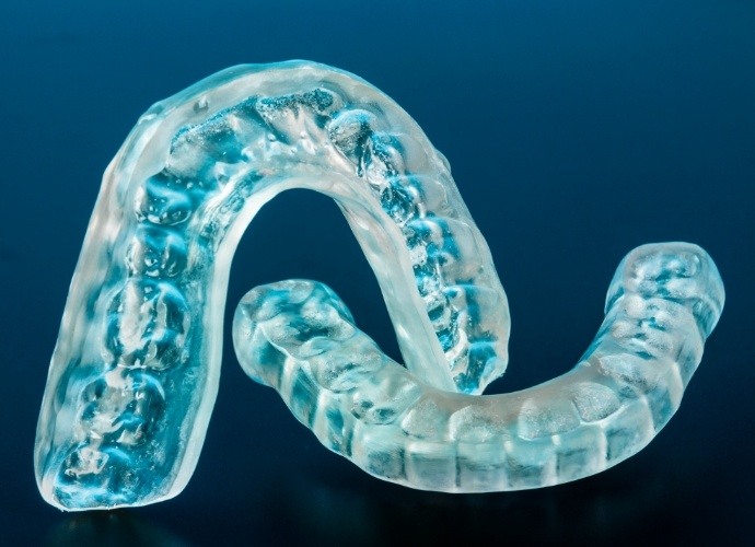 Set of clear nightguards for teeth grinding